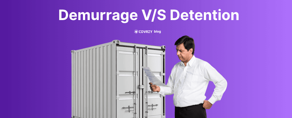 A middle-aged Indian man wearing a white shirt and a black trousers, reading a document with a white shipping container behind him