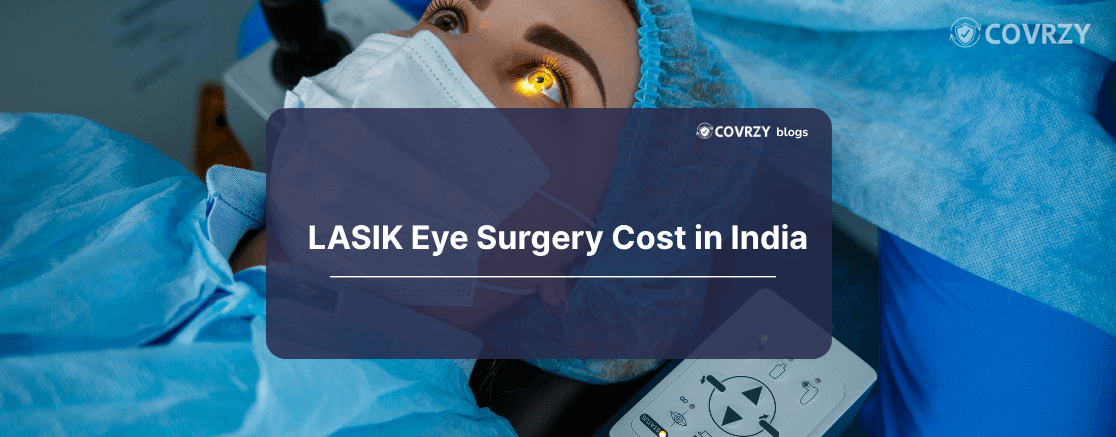 A patient undergoing eye surgery with a pop up on it stating LASIK eye surgery cost 
