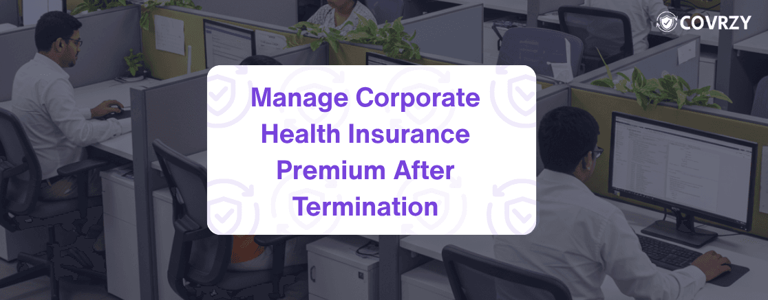 A dialog box showing manage corporate health insurance premium after termination with few employees working in background shown